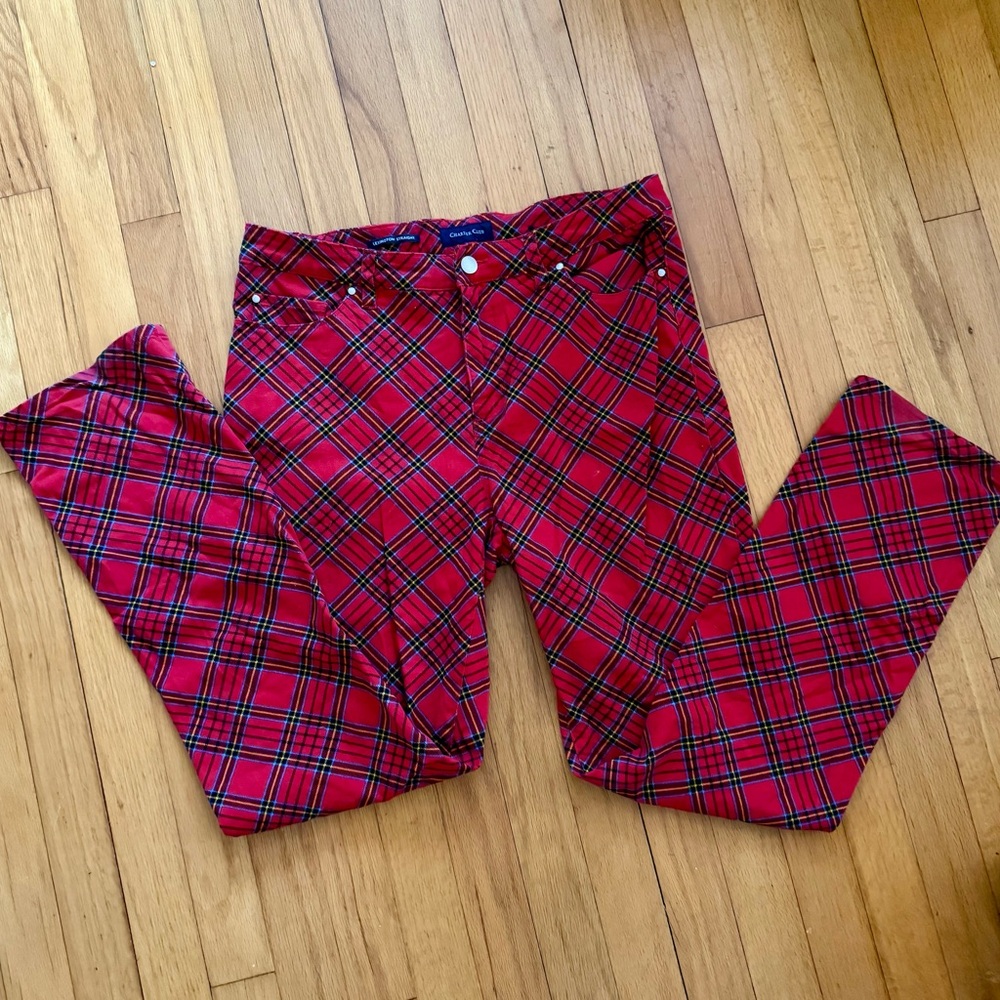 Lexington Red Plaid Jeans by Charter Club Women’s Size 10 Straight Leg Pants - Picture 3 of 6